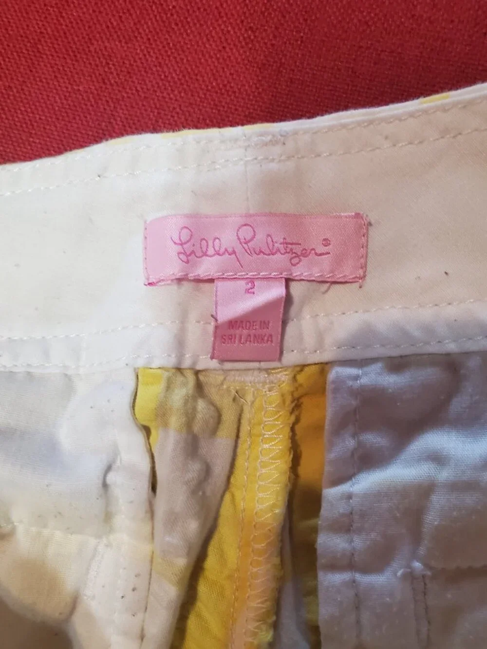 Vintage Lilly Pulitzer Walsh Seersucker Plaid Shorts Yellow White